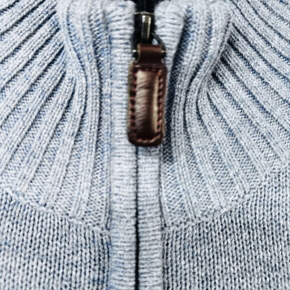 US Polo Assn Mens Pullover Sweater Blue Stripe 1/4 Zip Med Horse Logo L/S - Picture 3 of 13